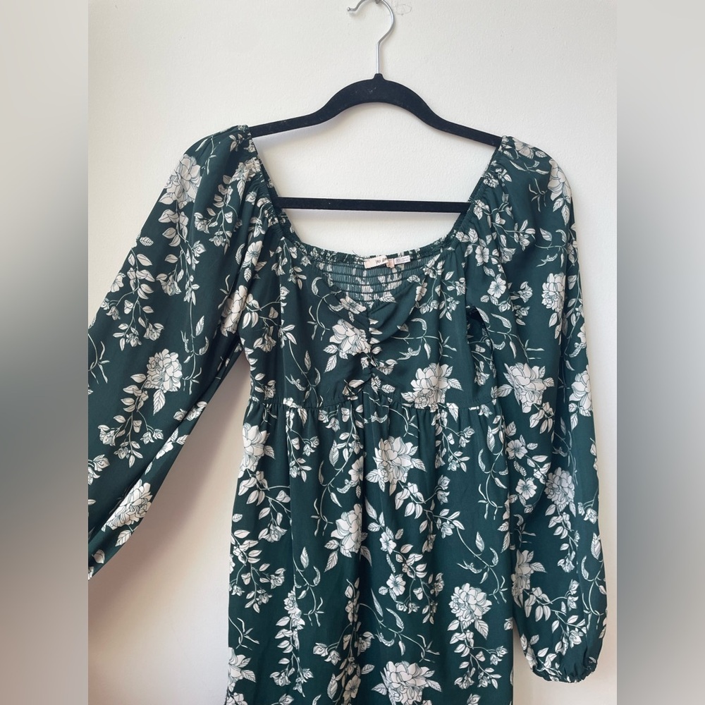 Floral Green Long Sleeve Dress